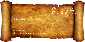 Hayde Éva névjegykártya